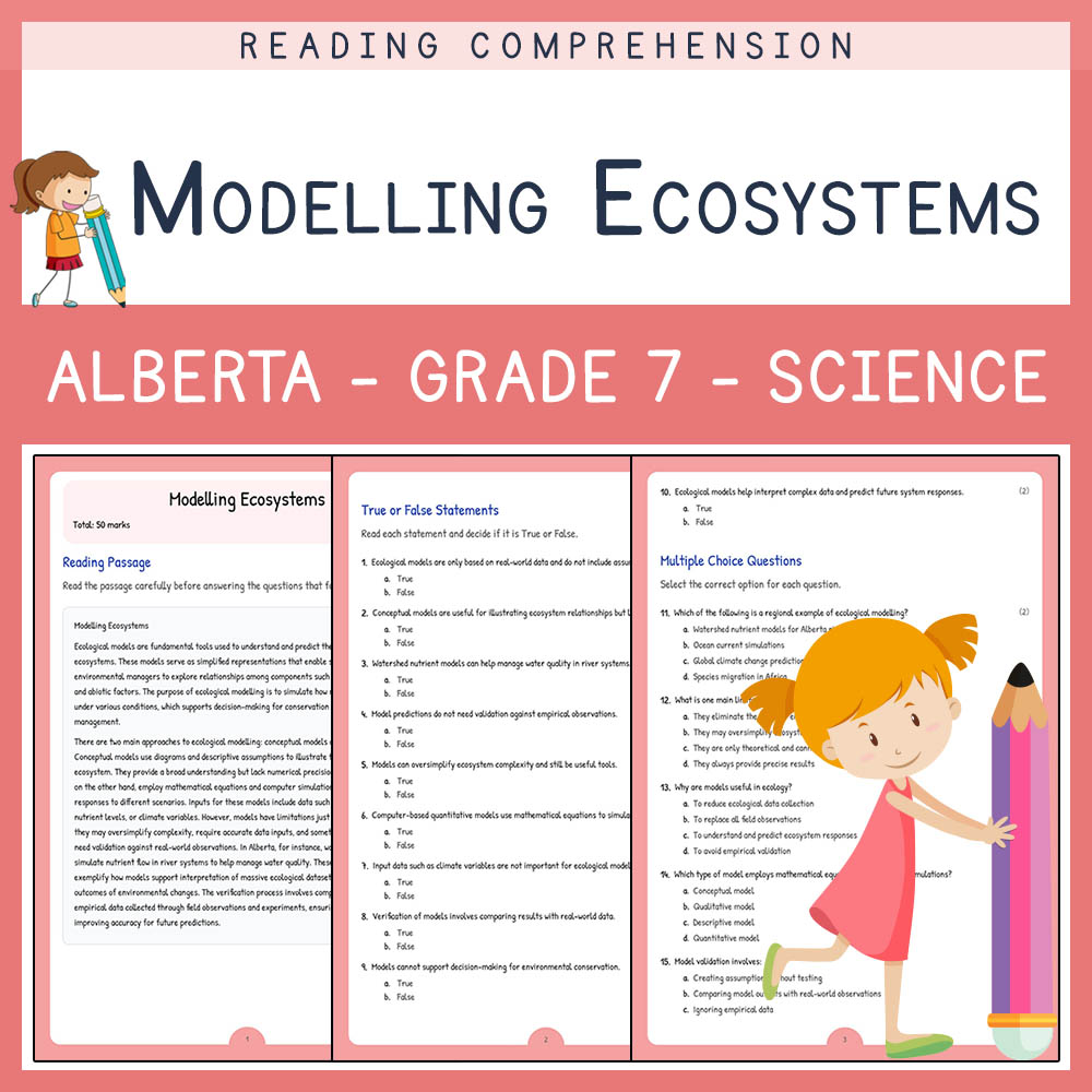 Grade 7 Science worksheet elena worksheet — Grade 7 Science | Modelling Ecosystems Worksheet | Alberta Standards — page 1