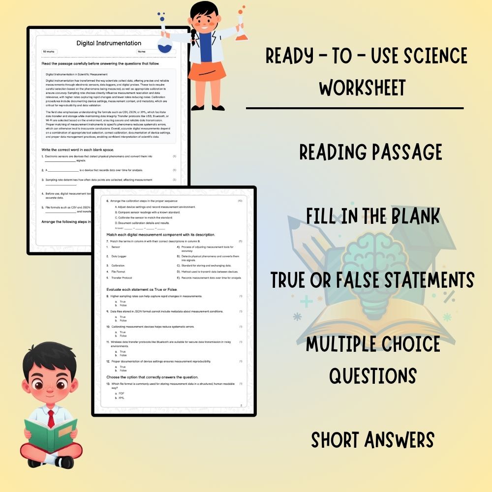 Grade 6 Science worksheet worksheet — Grade 6 Science | Digital Instrumentation Worksheet – Ontario Standards (PDF) — page 2