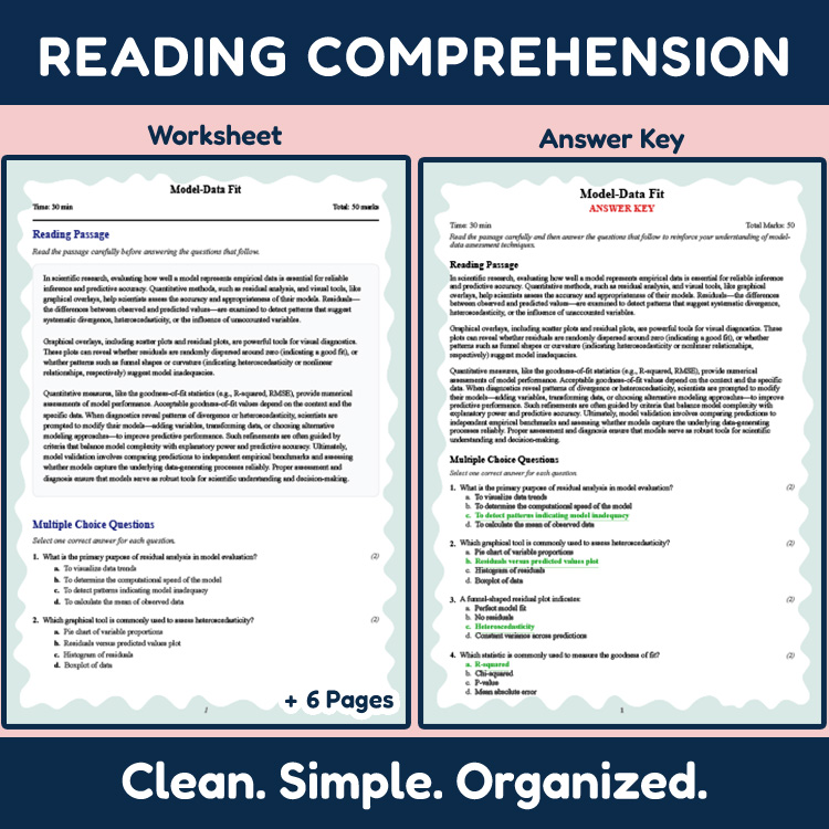 Grade 9 Science reading worksheets worksheet — Grade 9 Science | Model-Data Fit Reading Worksheet (PDF + Rubric) — page 2