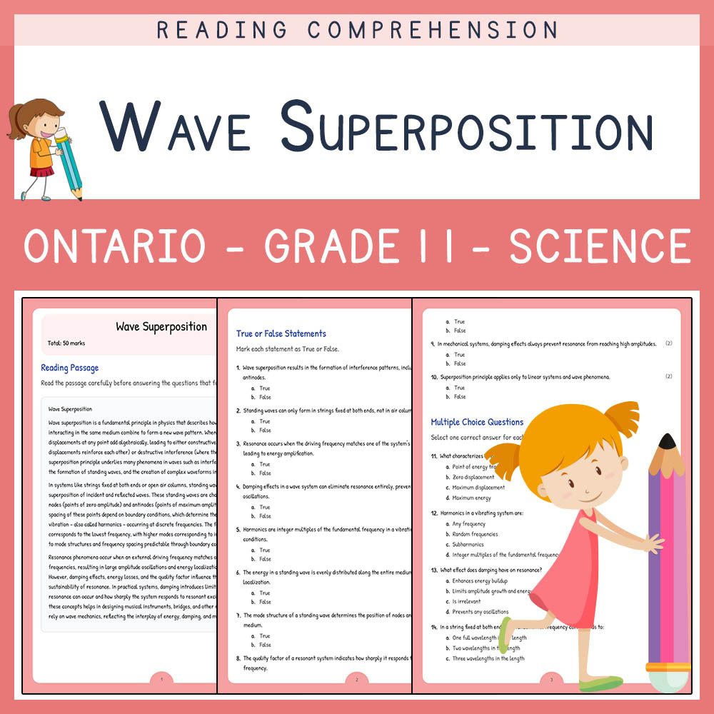 Grade 11 Science worksheet elena worksheet — Grade 11 Science | Wave Superposition Worksheet Elena | Ontario Standard — pa…
