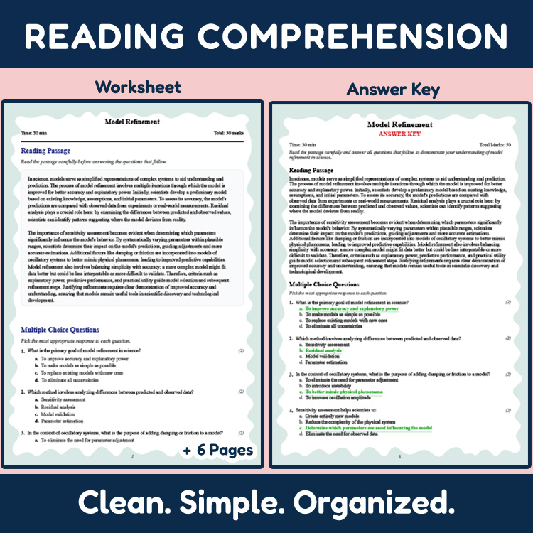 Grade 10 Science reading worksheets worksheet — Grade 10 Science Reading Worksheets | Model Refinement Practice PDF (Answe…