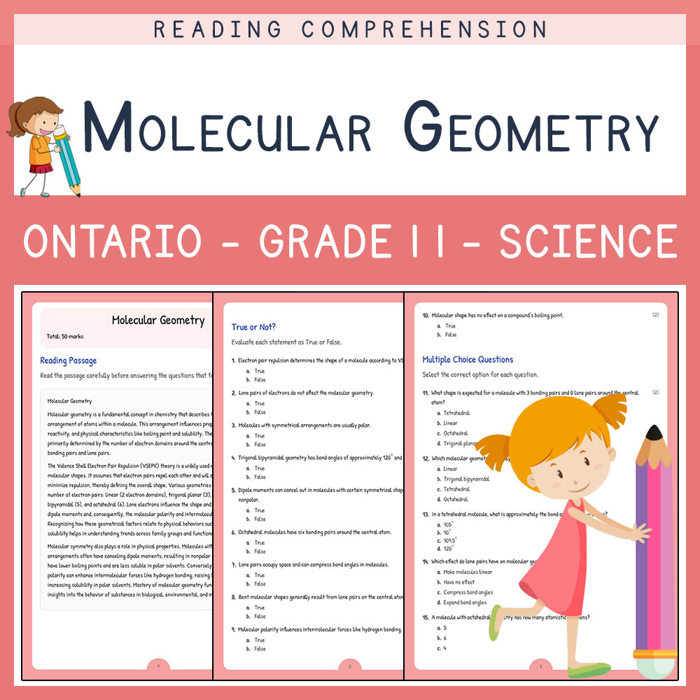 Grade 11 Science worksheet elena worksheet — Grade 11 Science Assessment | Molecular Geometry Worksheet Elena | Ontario —…