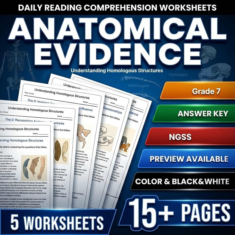 Grade 7 Science – Homologous Structures & Evolution | Daily Reading Worksheet