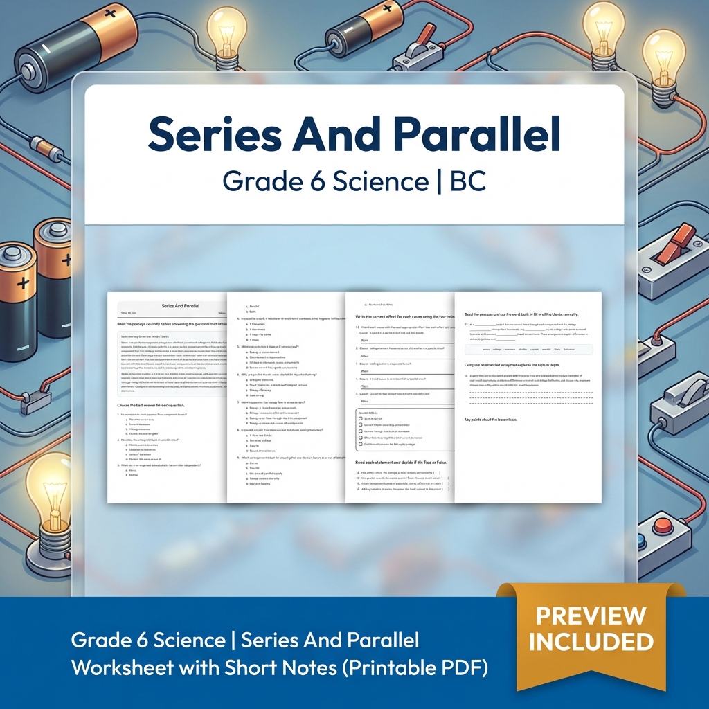 Grade 6 Science | Energy, Waves & Circuits UNIT Bundle (BC Frame work) — included worksheet 10
