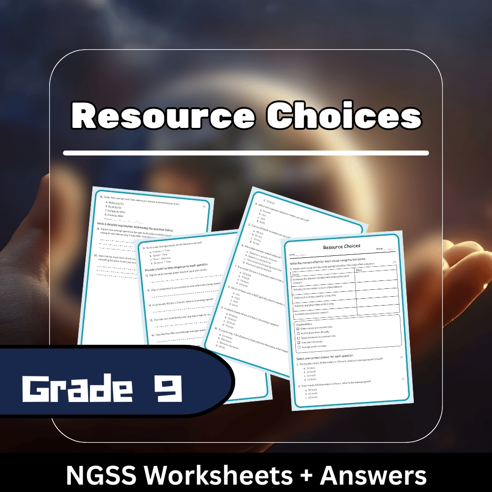 Grade 9 Science | Resource Choices Worksheet – NGSS Aligned (PDF)