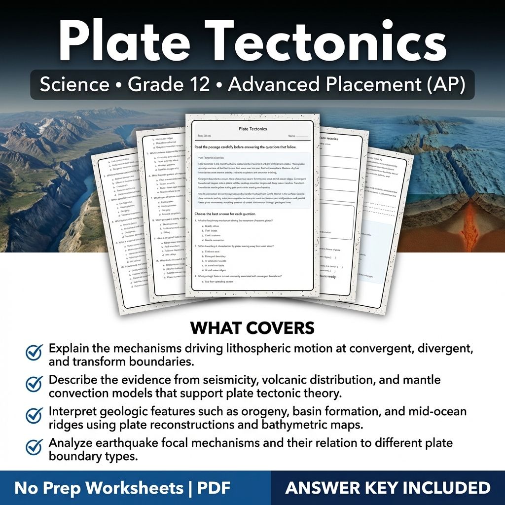 Grade 12 Science Unit Worksheets Pack | Earth's Systems & Surface Processes — included worksheet 12