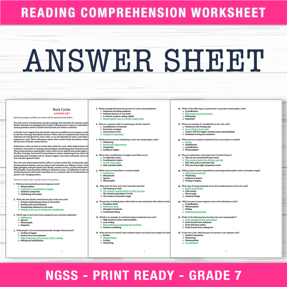 Grade 7 Science worksheet worksheet — Grade 7 Science – Rock Cycles Worksheet (PDF + Answer Key) — page 2