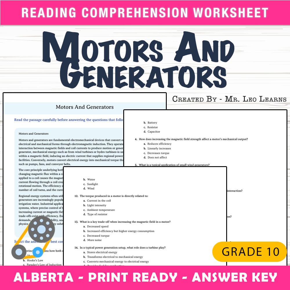Grade 10 Science worksheet mcq paper worksheet — Grade 10 Science — Worksheet MCQ Paper for Mastering Motors And Generator…