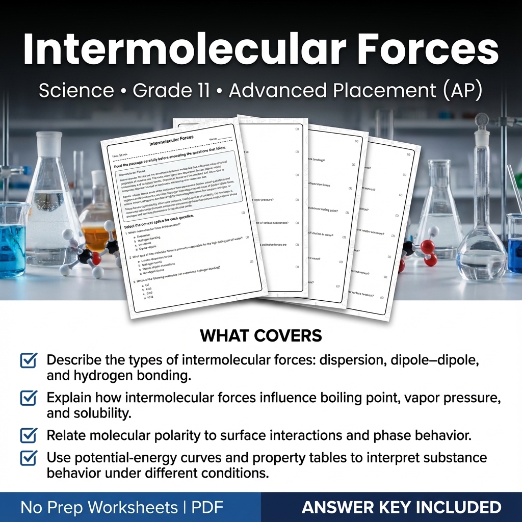 Grade 11 Science Worksheet Bundle | Earth's Systems, Chemistry & Physics — included worksheet 46