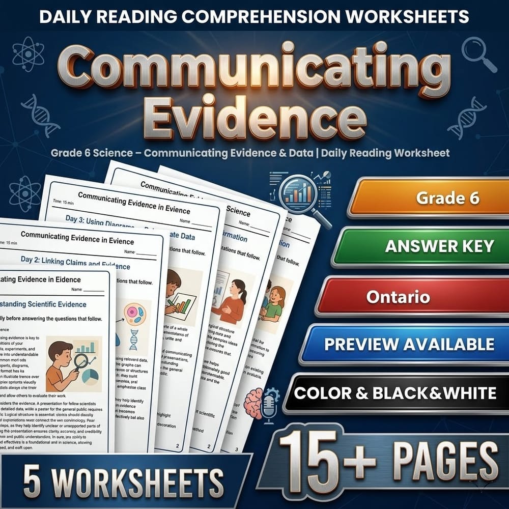 Science Grade 6 Daily Reading Worksheets Bundle | Ontario Framework — included worksheet 6