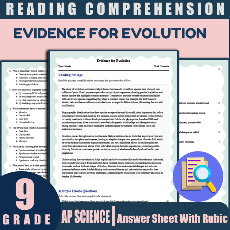 Grade 9 Science reading worksheets worksheet — 9th Grade Science | Evidence for Evolution Reading Worksheet & Answer Key (…