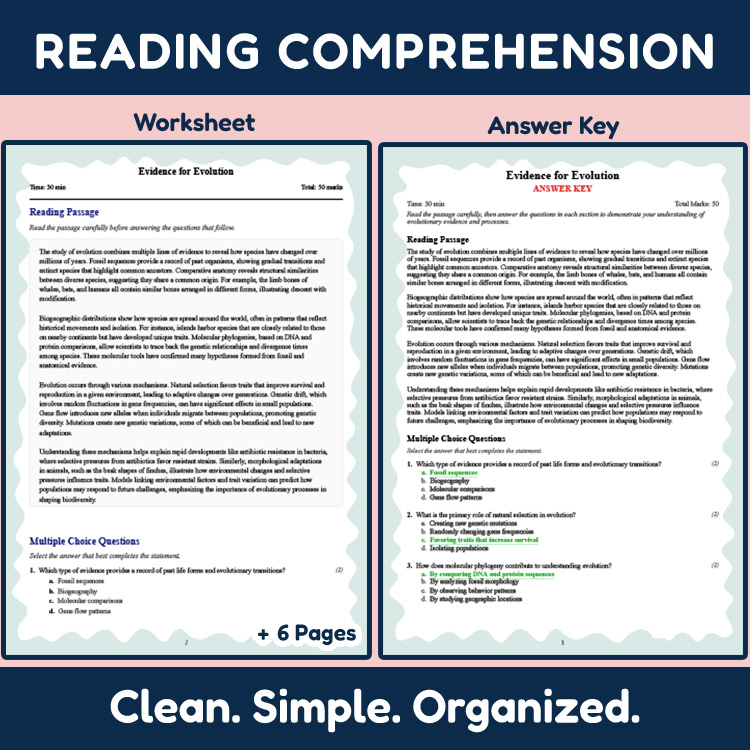 Grade 9 Science reading worksheets worksheet — 9th Grade Science | Evidence for Evolution Reading Worksheet & Answer Key (…