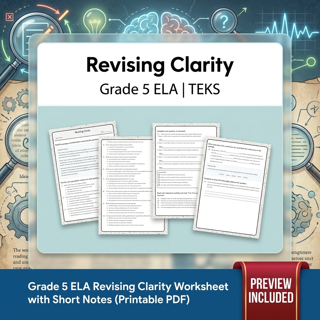 Grade 5 Writing Process: Craft, Revising, and Editing ELA Lesson Bundle – TEKS — included worksheet 7