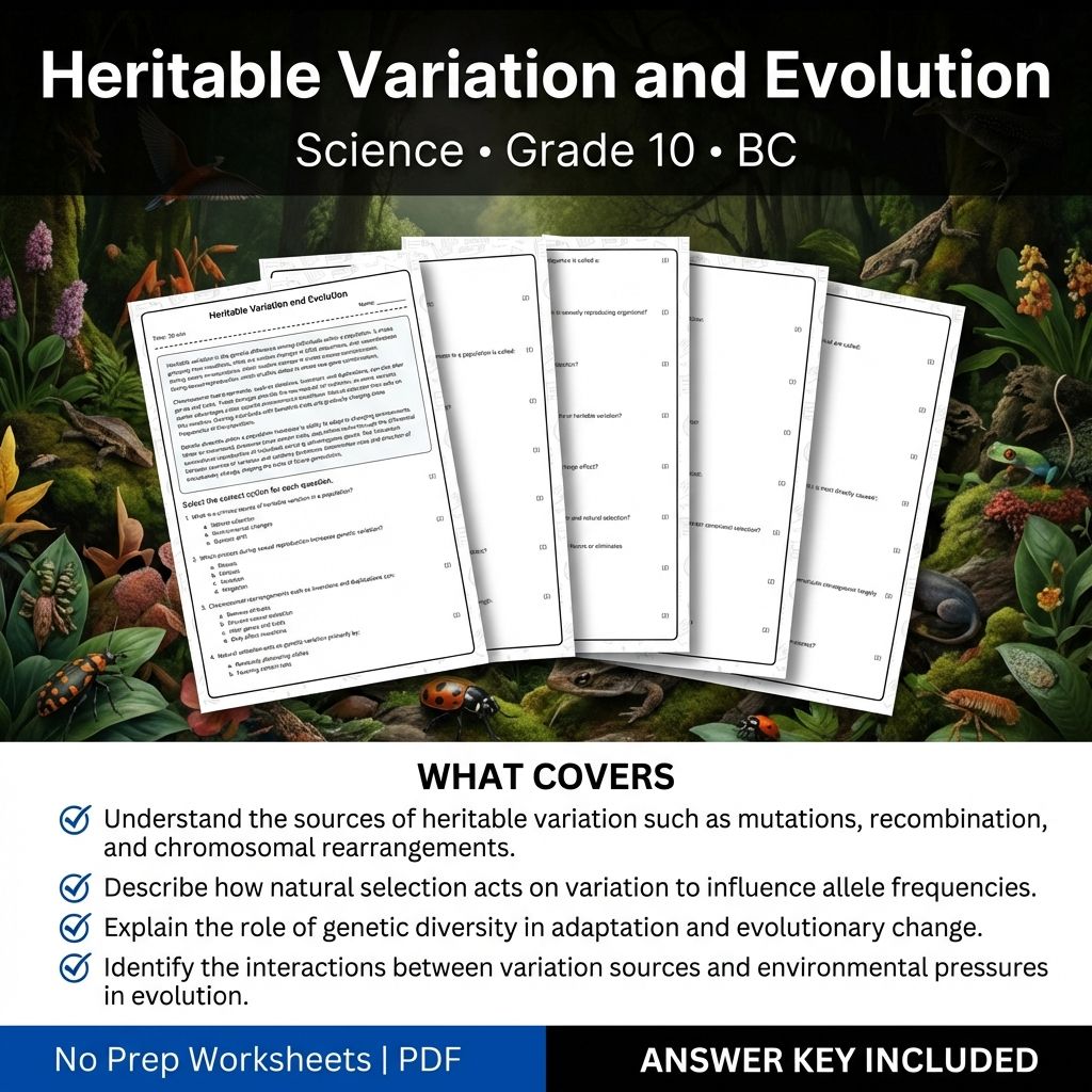 Grade 10 Science | Heritable Variation and Evolution Worksheet(PDF + Answer Key)