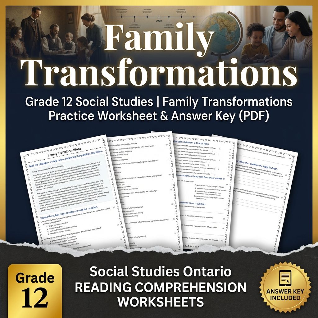Grade 12 Social Studies | Family Transformations Practice Worksheet & Answer Key