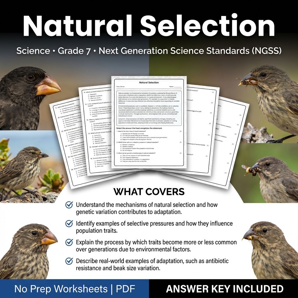 Grade 7 Science | Natural Selection Worksheet & Answer Key (Printable PDF)