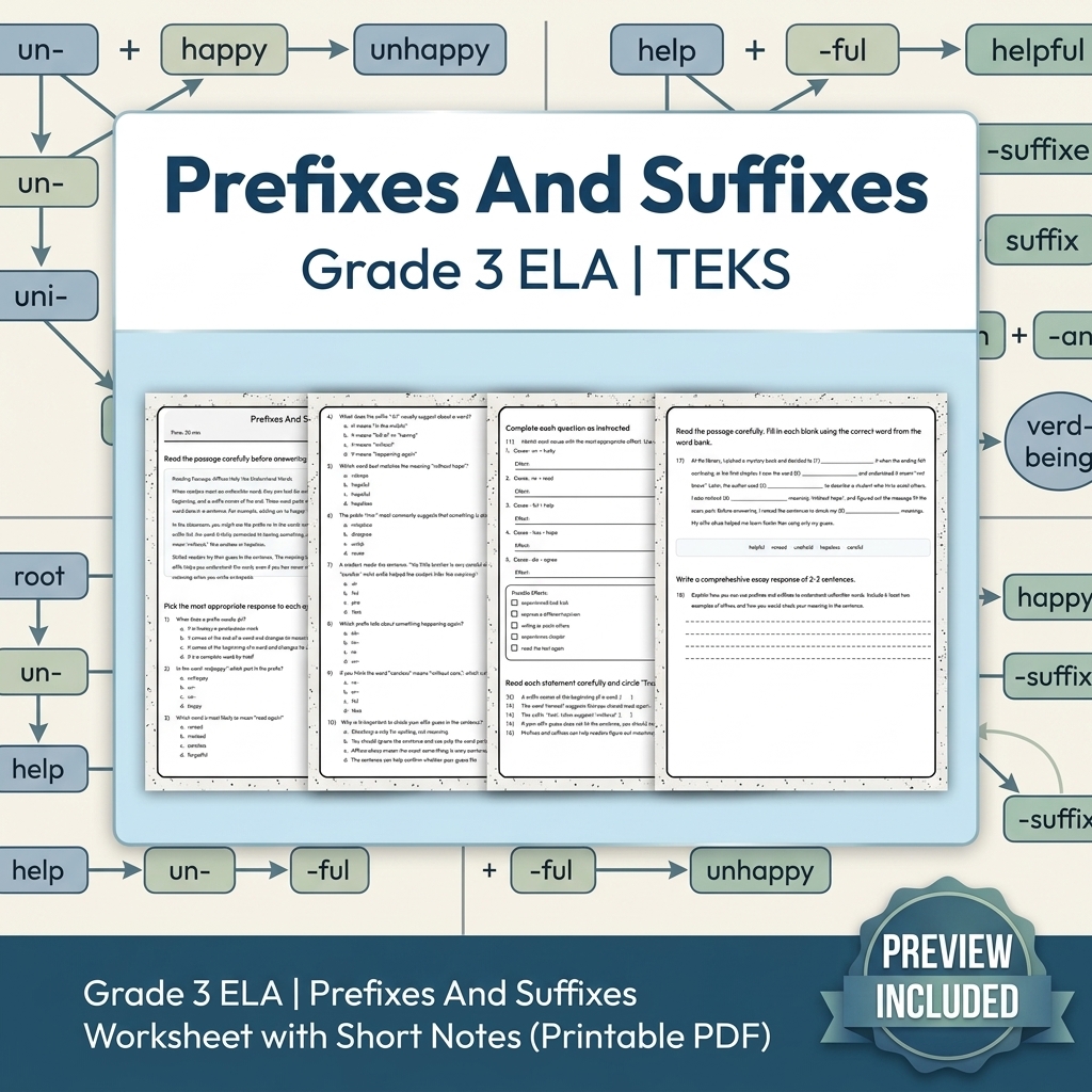 Grade 3 ELA Writing, Reading, and Research Skills Full-Year Bundle TEKS — included worksheet 33