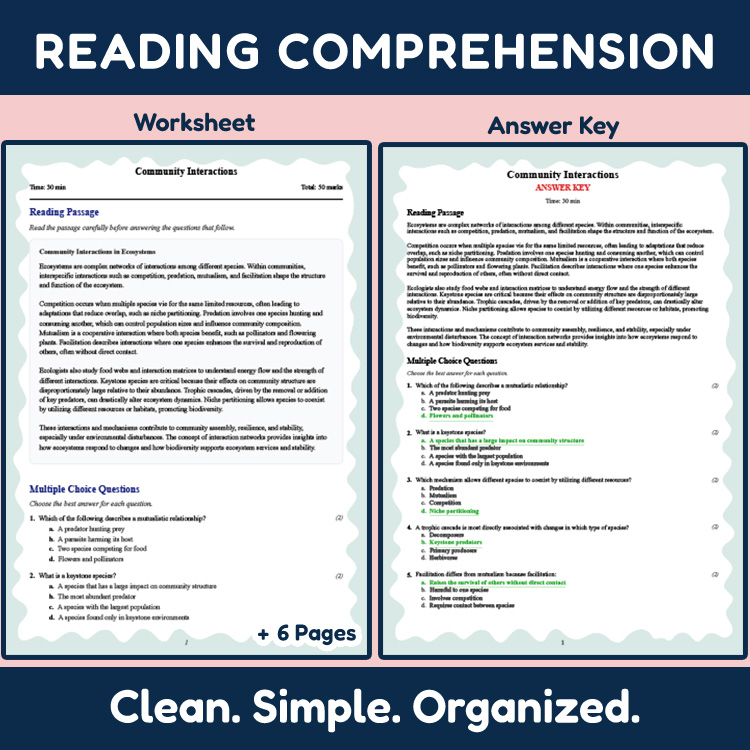 Grade 11 Science reading worksheets worksheet — Grade 11 Science Reading Worksheet | Community Interactions — page 2
