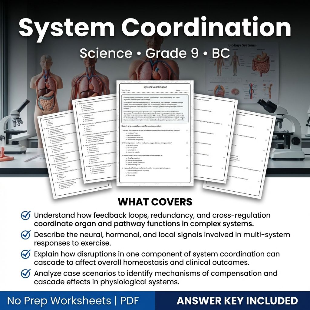 Grade 9 Science worksheet — Grade 9 Science Worksheet on System Coordination | BC Standards