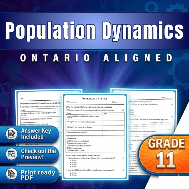 Grade 11 Science | Population Dynamics Worksheet (Ontario, PDF)