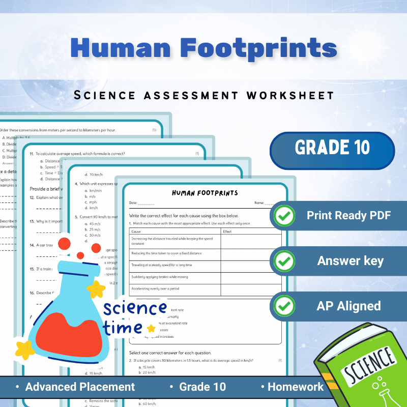 Grade 10 Science science 1 worksheet — Grade 10 Science | Human Footprints AP Worksheet (PDF) – Environmental Impact