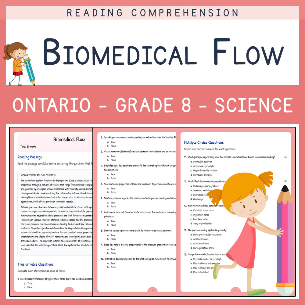 Grade 8 Science worksheet elena worksheet — Grade 8 Science Assessment | Biomedical Flow Worksheet Elena | Ontario — page 1