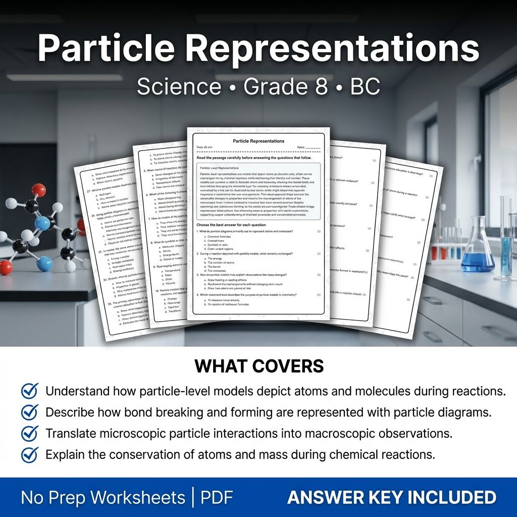 8th Grade Science | Particle Representations Worksheet & Answer Key ( PDF)