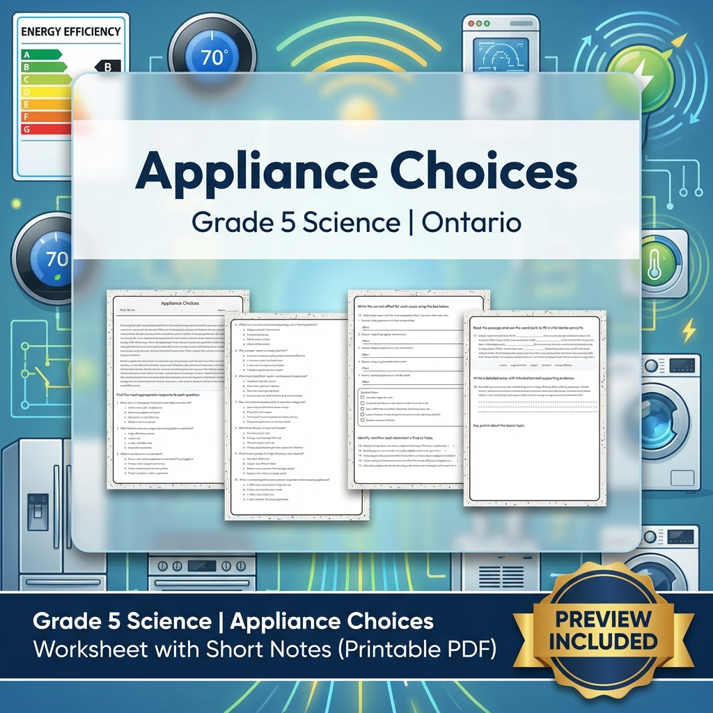 Grade 5 Science Lesson Group | Energy, Circuits, Sustainability & More — included worksheet 7