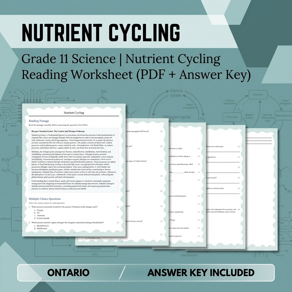 Grade 11 Science Bundle | Waves, Ecology, Physics & More (Answer Keys) — included worksheet 49