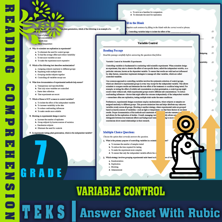 Grade 7 Science reading worksheets worksheet — Grade 7 Science | Variable Control Reading Worksheet (PDF + Answer Key) — p…