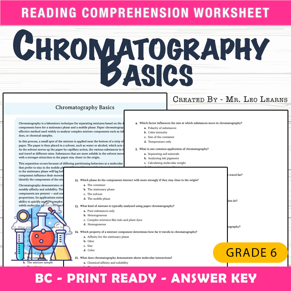 Grade 6 Science worksheet mcq paper worksheet — Grade 6 Science — Chromatography Basics Worksheet for Mastery — page 1