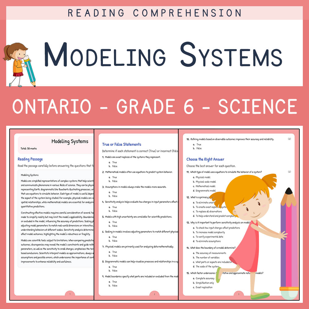 Grade 6 Science worksheet worksheet — Grade 6 Science | Modeling Systems Worksheet & Answer Key – Ontario Curriculum — page 1