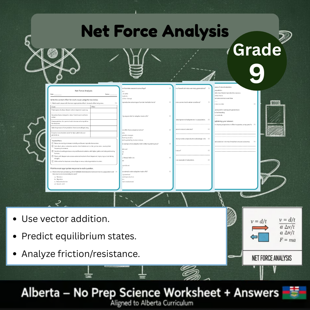 Grade 9 Science Worksheet Bundle | Genetics, Chemistry & Physics Concepts — included worksheet 46