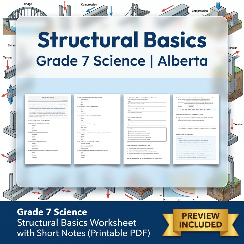 Grade 7 Science | Forces, Structures & Motion UNIT Worksheet Bundle  — included worksheet 11