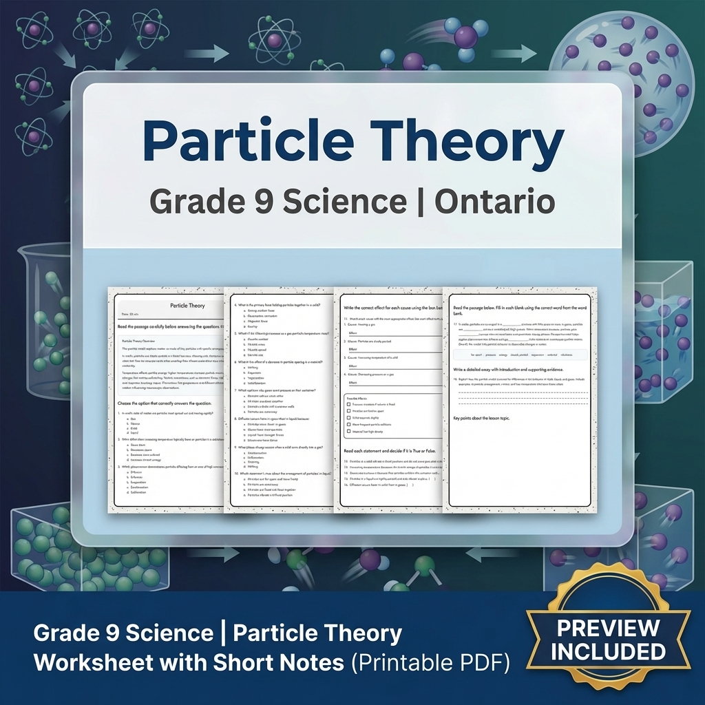 Grade 9 Science Lesson Group Bundle | Ontario Curriculum Worksheets — included worksheet 10