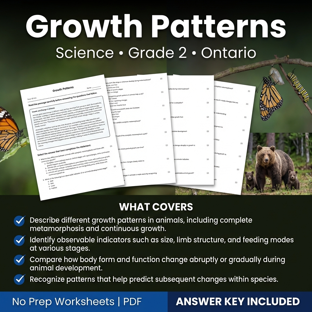 Growth Patterns Science Worksheet - Grade 2 Ontario Standards