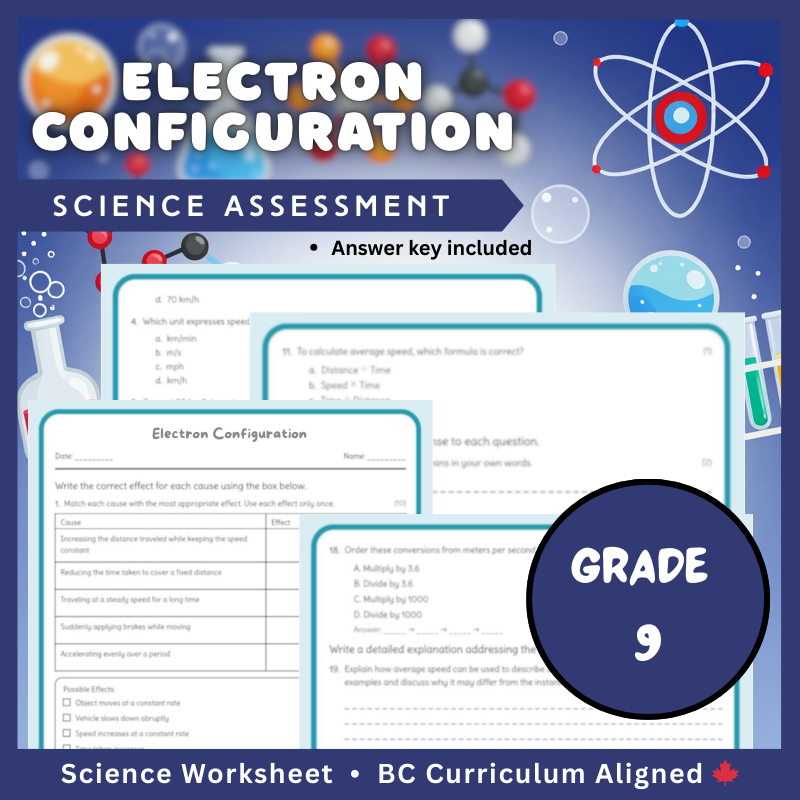 Grade 9 Science – Electron Configuration Worksheet (Answer Key) | BC Standards