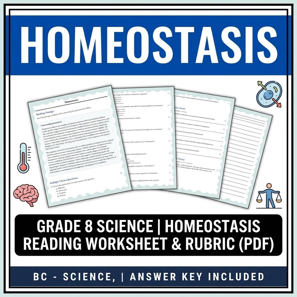 Grade 8 Science | Homeostasis Reading Worksheet & Rubric (PDF)