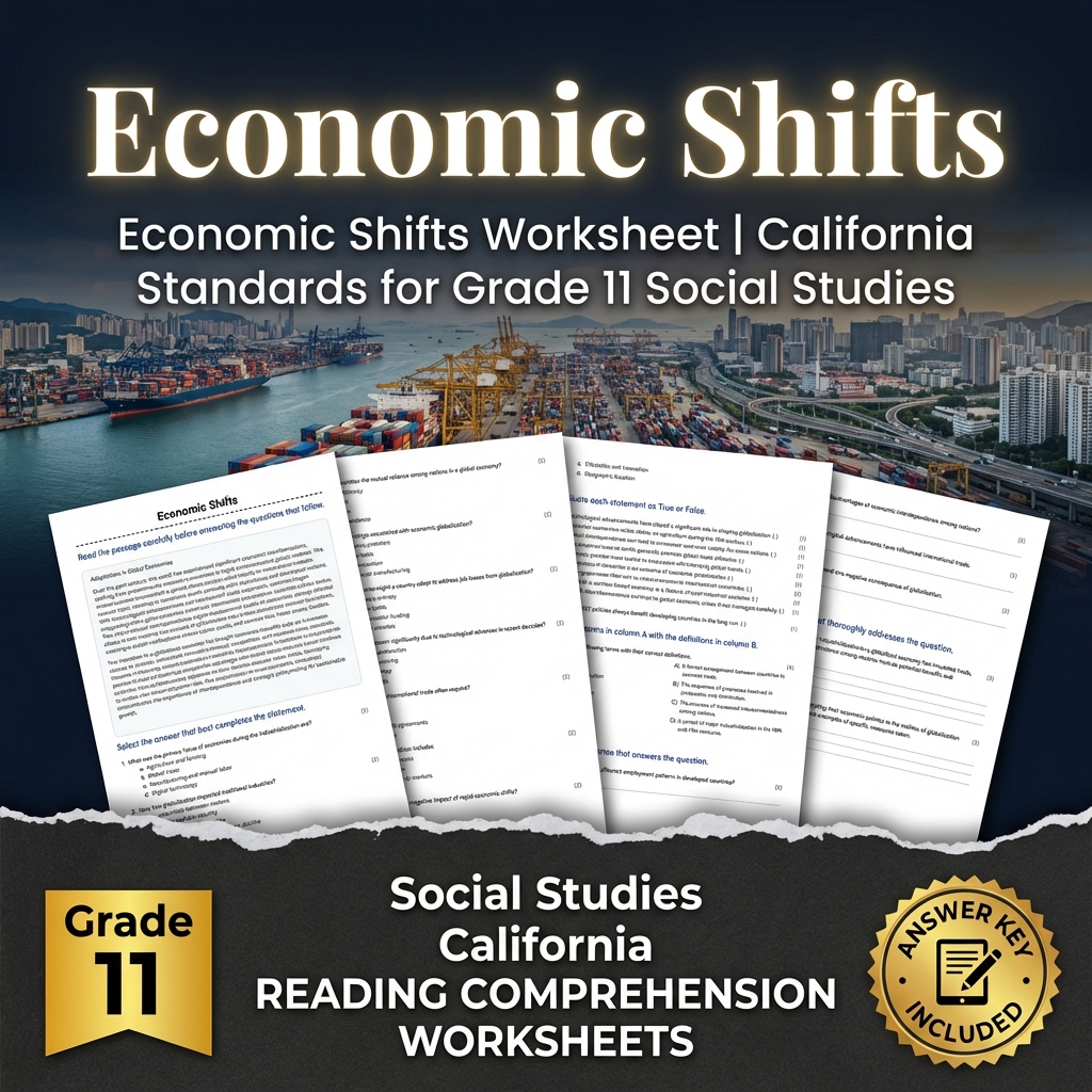 Economic Shifts Worksheet | California Standards for Grade 11 Social Studies