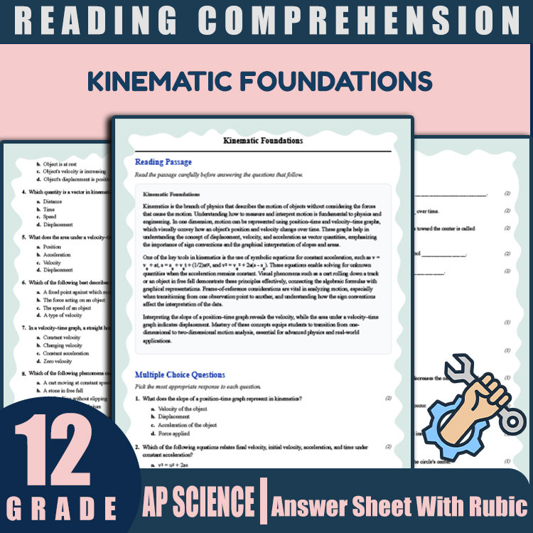 Grade 12 Science reading worksheets worksheet — 12th Grade Science | Kinematic Foundations Reading Worksheet & Answer Key…