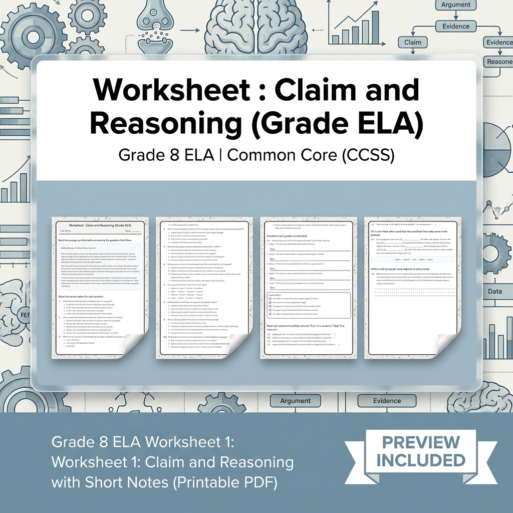 Grade 8 Clarity, Evidence & Argument Writing ELA Full-Year Bundle CCSS — included worksheet 30