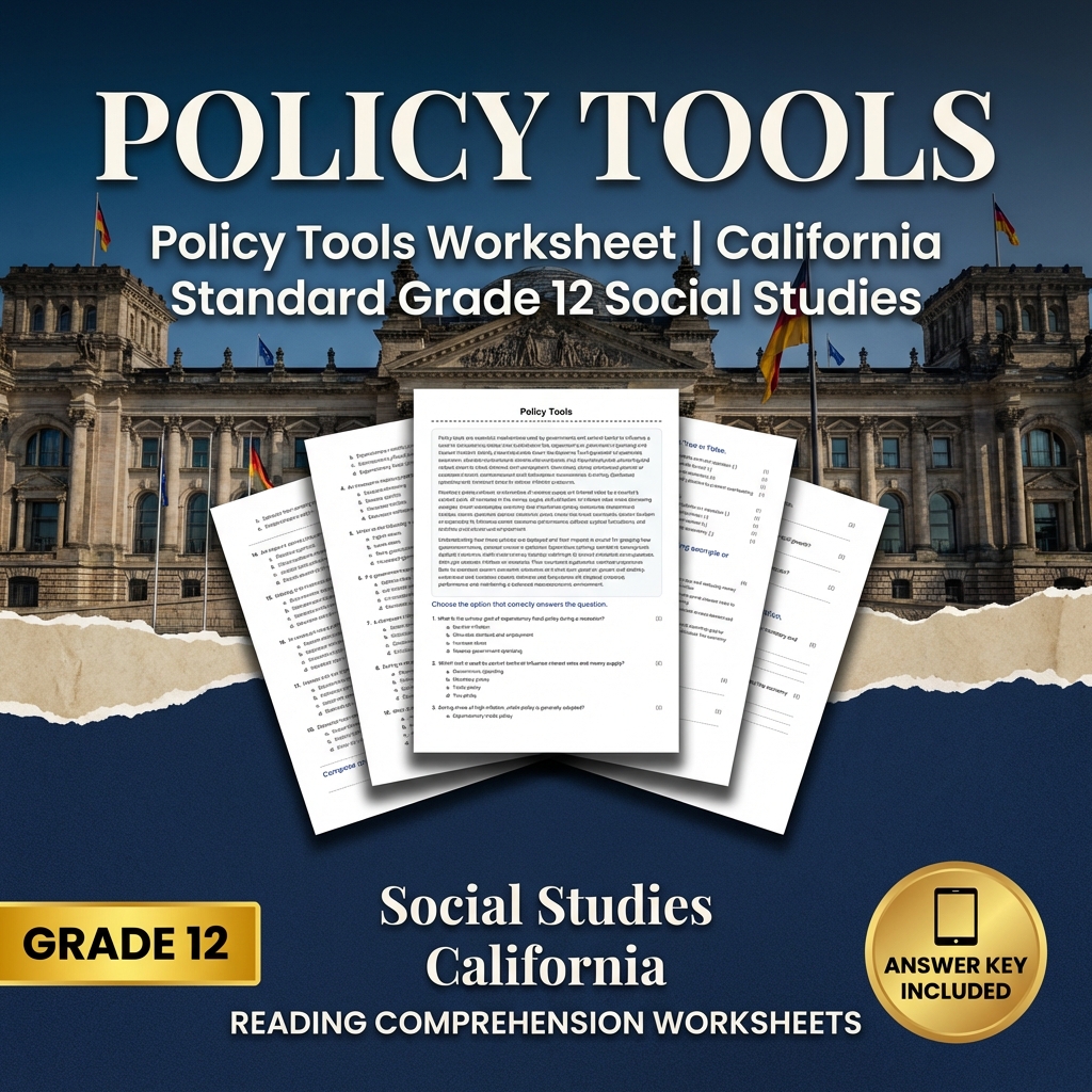 Policy Tools Worksheet | California Standard Grade 12 Social Studies