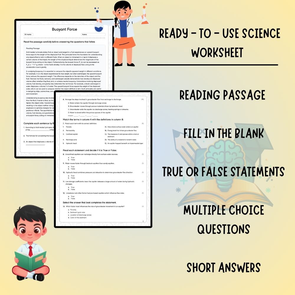 Grade 8 Science worksheet worksheet — Grade 8 Science | Buoyant Force Worksheet (PDF ) – Ontario Standards — page 2