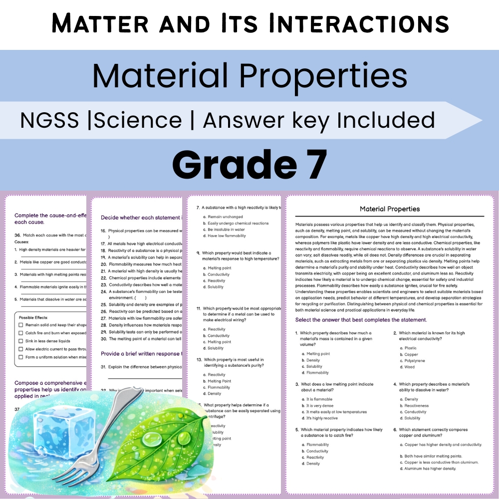 Grade 7 Science Lesson Bundle – Matter and Its Interactions NGSS-Aligned — included worksheet 6