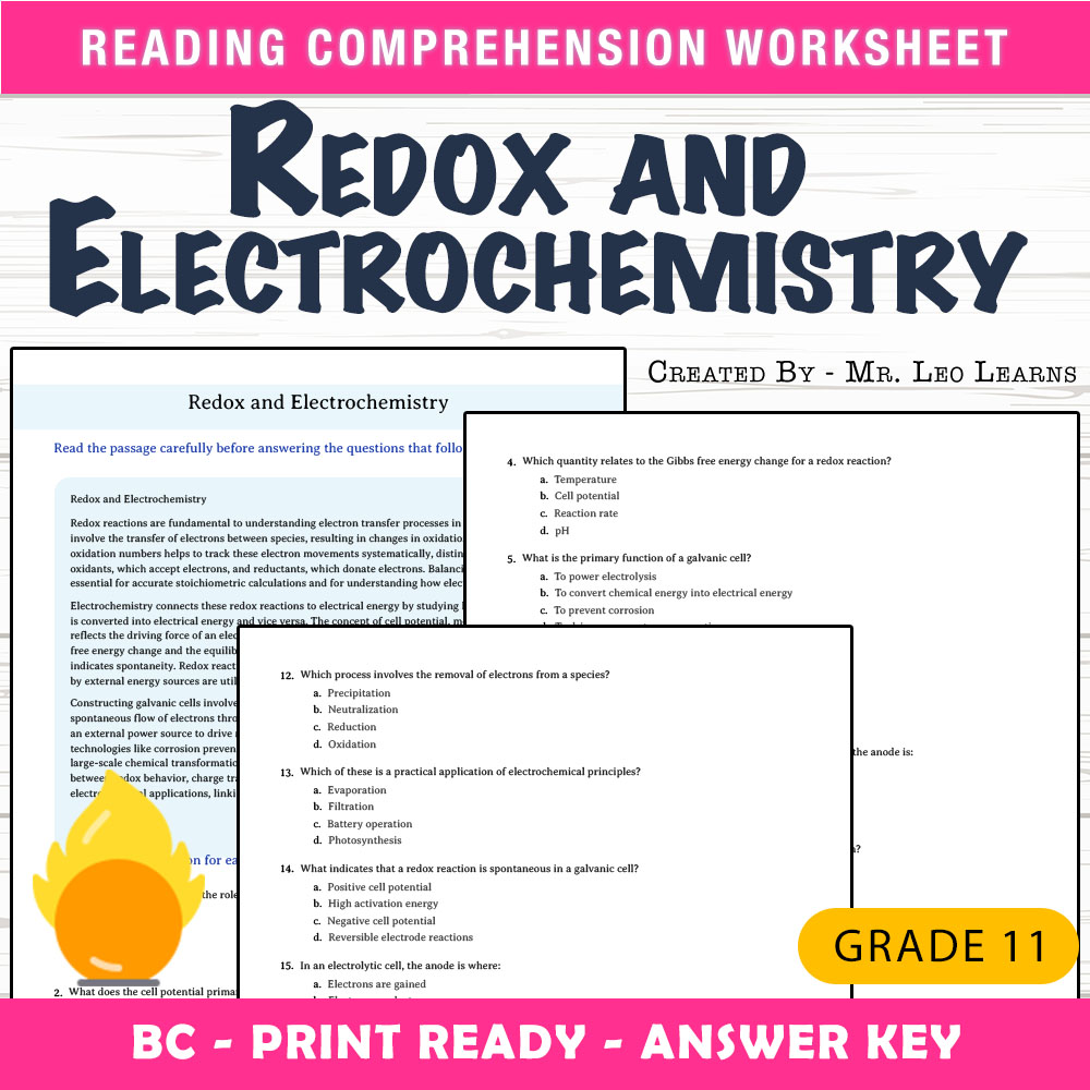 Grade 11 Science worksheet mcq paper worksheet — Grade 11 Science — Redox and Electrochemistry Worksheet MCQ | PDF + Answe…