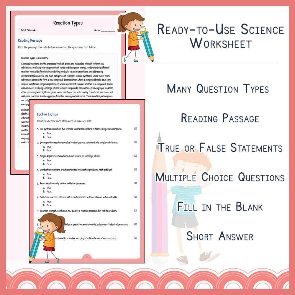 Grade 12 Science worksheet elena worksheet — Grade 12 Science | Reaction Types Worksheet | Alberta Standard — page 2