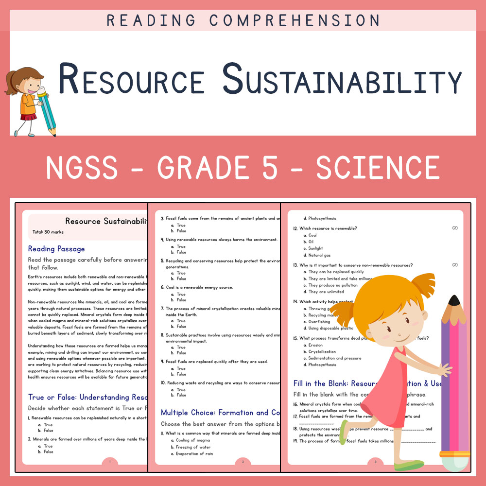 Grade 5 Science worksheets for primary grades worksheet — Grade 5 Science | Resource Sustainability Worksheet (PDF) | NGSS…