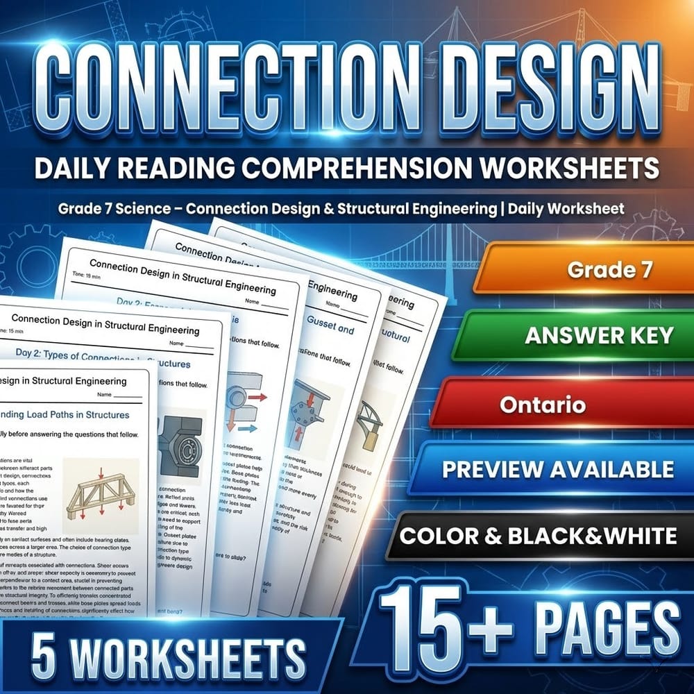 Structural Engineering Grade 7 Science Daily Reading Worksheets Bundle | Ontario — included worksheet 9