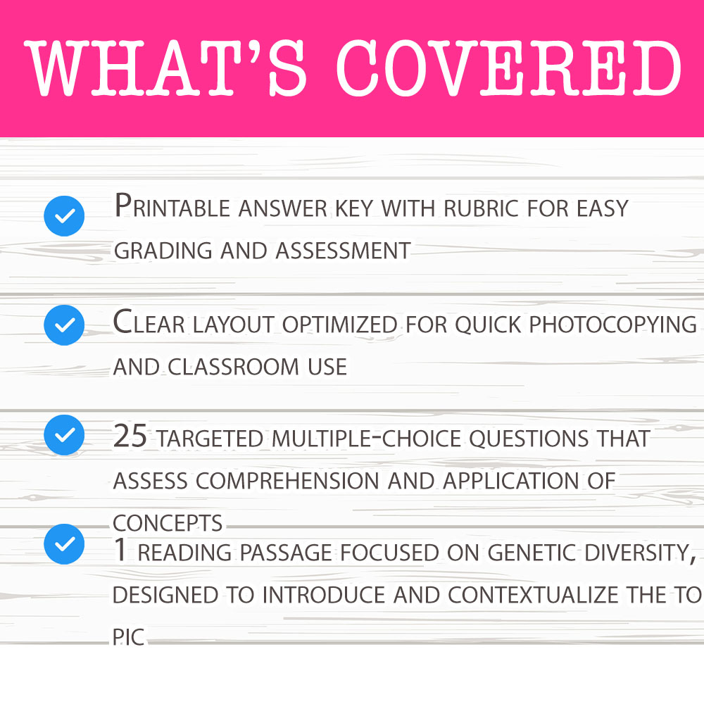 Grade 8 Science worksheet mcq paper worksheet — Grade 8 Science — Genetic Diversity Worksheet MCQ Paper for Mastery — page 2