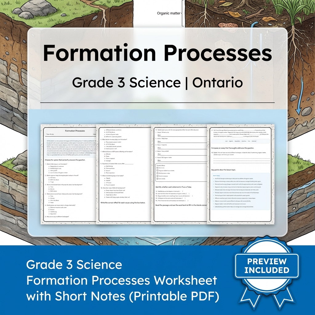 Grade 3 Science Lesson Group Worksheets | Ontario Framework — included worksheet 6